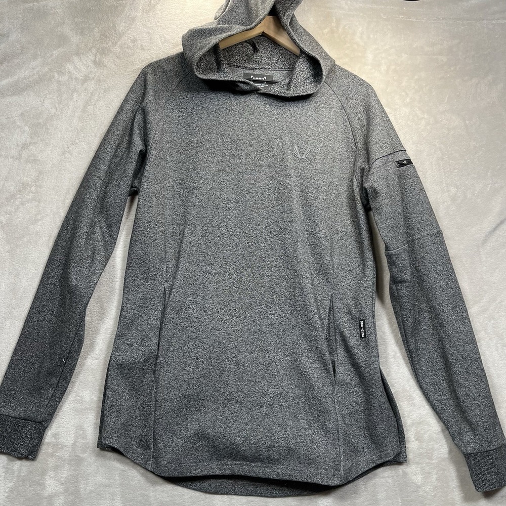 ASRV Technical Hoodie Mens M Gray Fleece Pullover Zip Athletic DSG-0134